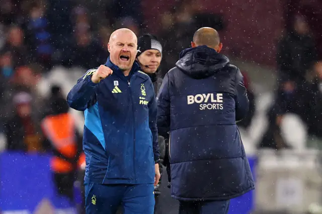 Sean Dyche manager / head coach of Nottingham Forest celebrates