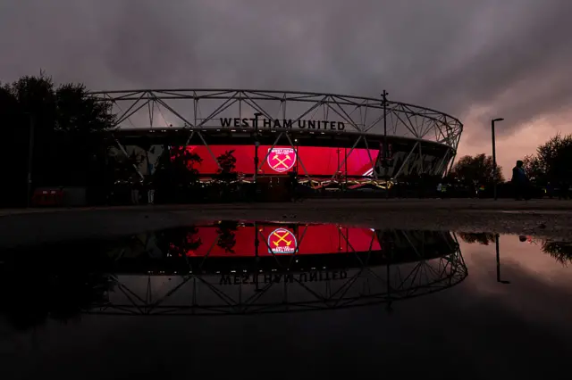 London Stadium outside view at night