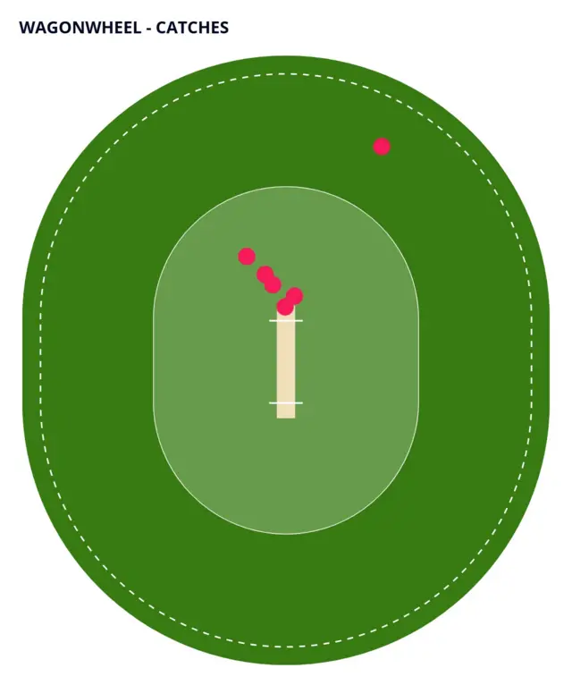 Graph showing where Australia wicketkeeper Alex Carey has been caught out this series