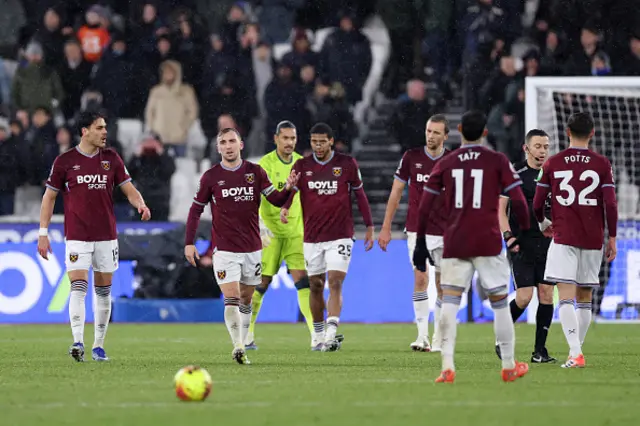 Jarrod Bowen of West Ham United appears dejected
