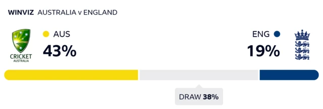 WinViz gives Australia 43% chance of victory, England 19% and the draw 38%