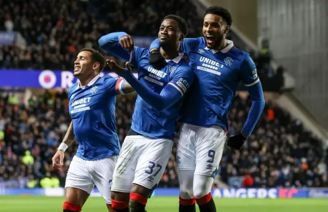 Emmanuel Fernandez (centre) made it 1-0 to Rangers