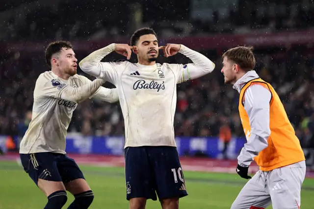 Morgan Gibbs-White of Nottingham Forest celebrates
