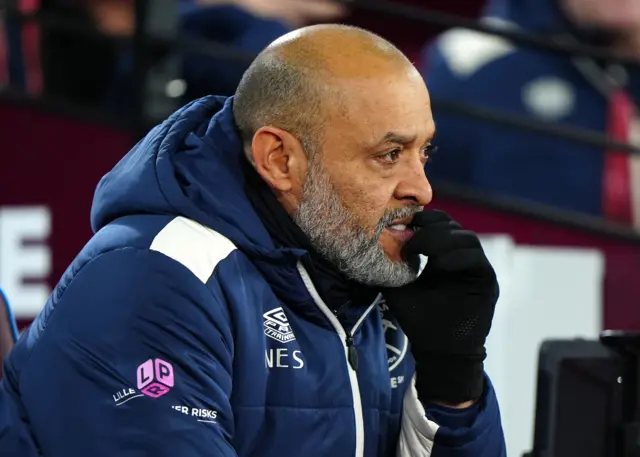 Nuno Espirito Santo sits nervously on the bench
