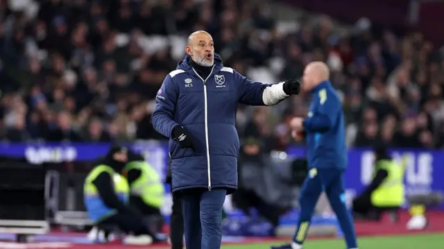 Nuno watches on from his technical area