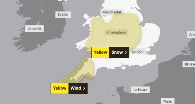 The affected area on Thursday, according to the Met Office