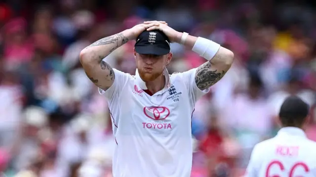 England reacts after their review for the wicket of Michael Neser of Australia