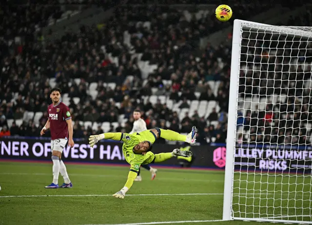 Callum Hudson-Odoi bounces a shot off the bar with Areola beaten