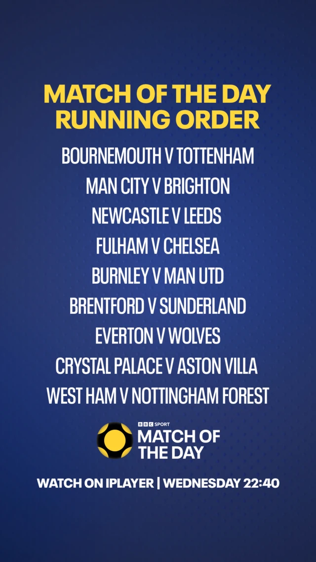 Match of the Day running order