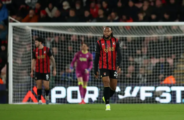 AFC Bournemouth's Antoine Semenyo looks dejected