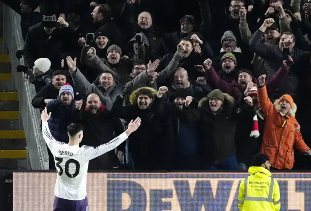 Manchester United's Benjamin Sesko celebrates scoring
