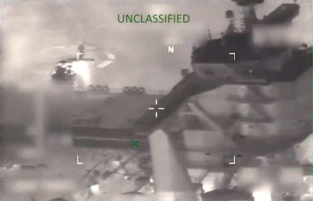 A screenshot from the video of the tanker