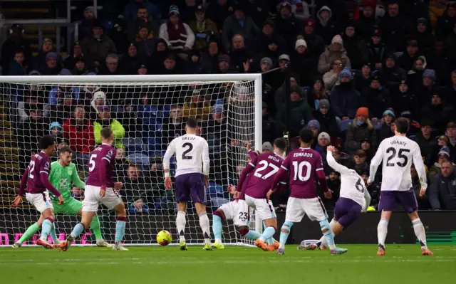 Manchester United's Lisandro Martinez scores their first goal before it is disallowed