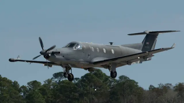 A US Air Force Pilatus U-28A Draco aircraft in flight