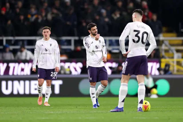 Bruno Fernandes of Manchester United appears dejected
