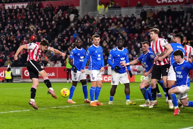 Brentford's Yehor Yarmoliuk scores their side's third goal of the game