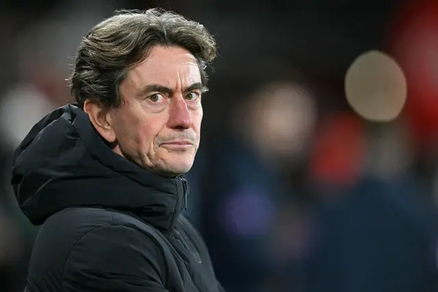 Tottenham Hotspur's Danish head coach Thomas Frank reacts