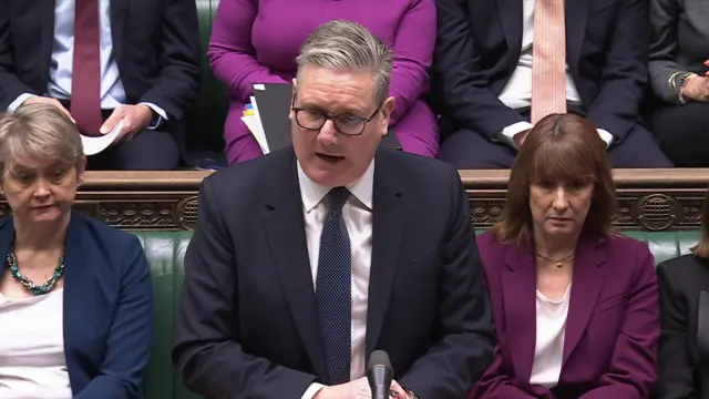 Prime Minster Keir Starmer answering questions in the House of Commons