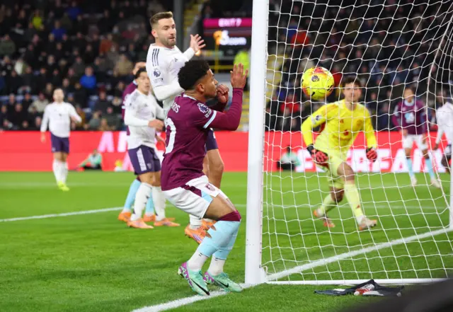 Manchester United's Ayden Heaven scores Burnley's first