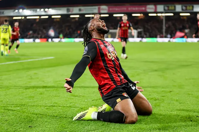 Antoine Semenyo of Bournemouth celebrates