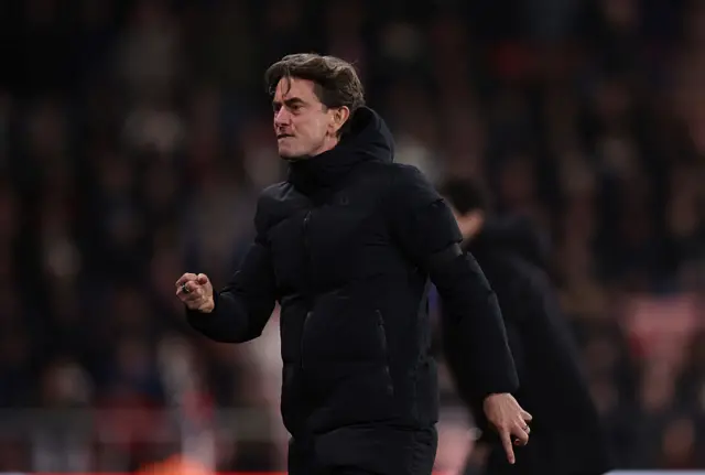 Thomas Frank manager / head coach of Tottenham Hotspur celebrates