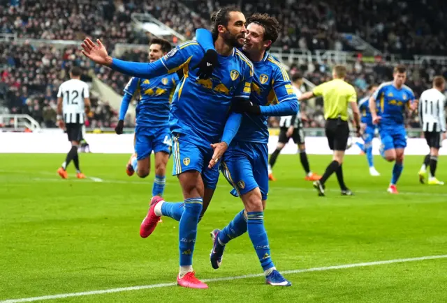Leeds United's Dominic Calvert-Lewin (left) celebrates