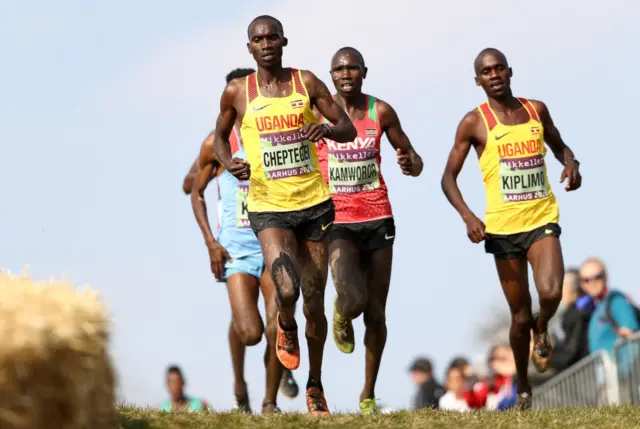 Jacob Kiplimo of Uganda competes in the Senior Men's Final during the World Athletics Cross Country Championships