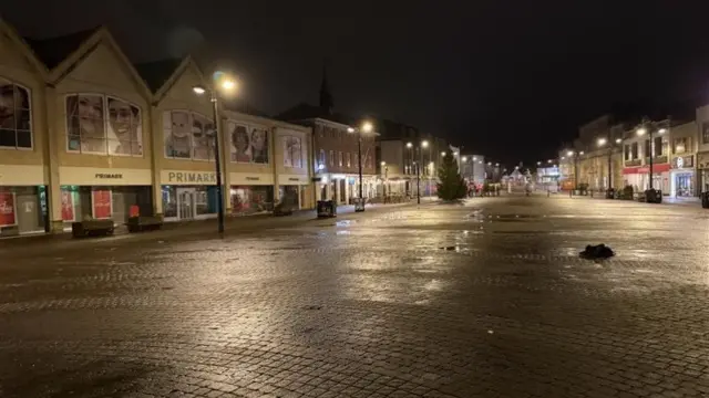 An empty high street in Truro