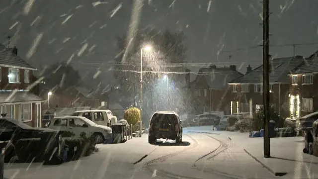 Snowy street in Dudley, Wed Midlands