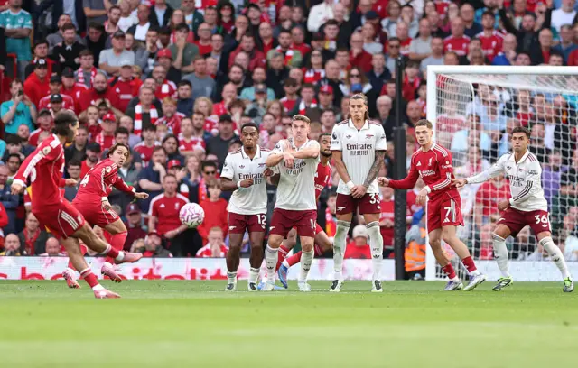 Dominik Szoboszlai scores free-kick for Liverpool against Arsenal