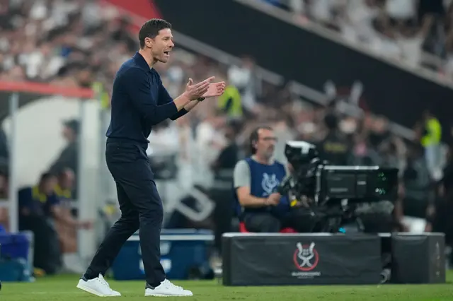 Real Madrid coach Xabi Alonso at pitchside