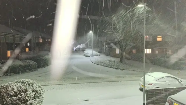 A snow street in Bromyard, Herefordshire