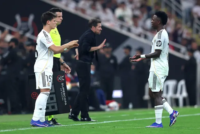 Vinicius Junior of Real Madrid is substituted for Arda Gueler