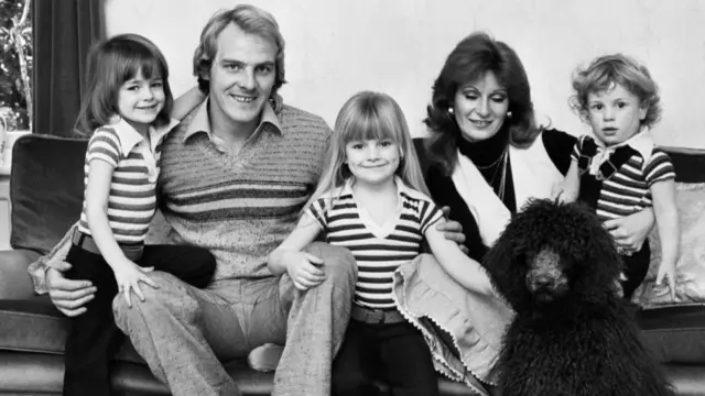 Terry Yorath, then of Coventry City, pictured at home with family, 17th March 1978. Wife Christine Yorath, daughters Gabby (4) and Louise (3) and son Daniel (1)