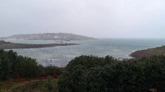 Isles of Scilly on a gloomy day ahead of the storm