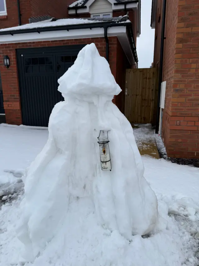 Traitors-themed snow-person