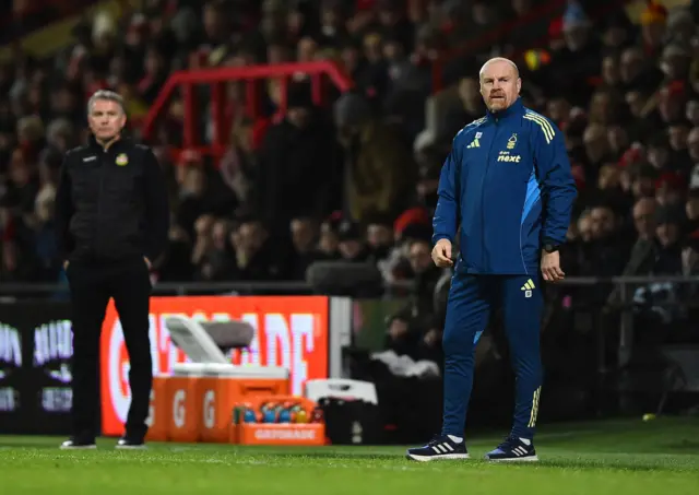 Dyche and Parkinson stand on the sideline