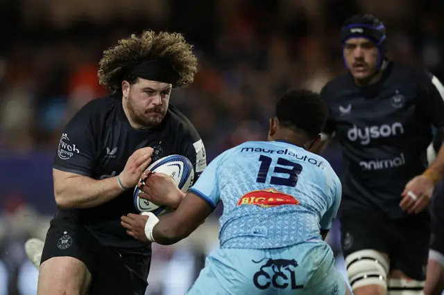 Alfie Barbeary on the charge for Bath