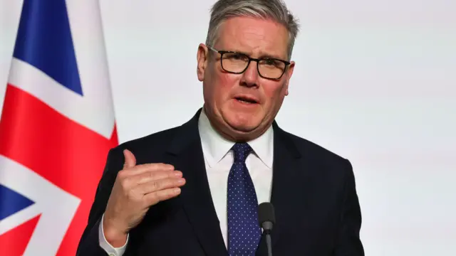 rime Minister Sir Keir Starmer during a press conference at Elysee Palace in Paris,