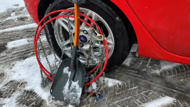 The car stuck in snow
