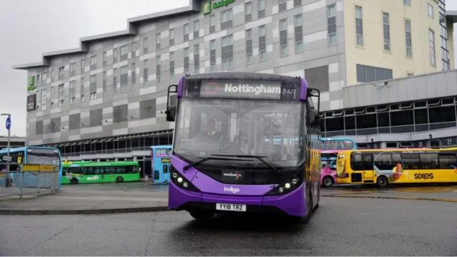 Trentbarton bus leaving Derby Bus Station