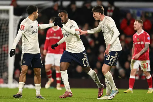 Hudson-Odoi is congratulated on his late equaliser