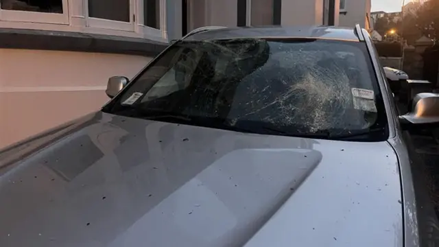 A damaged windscreen.