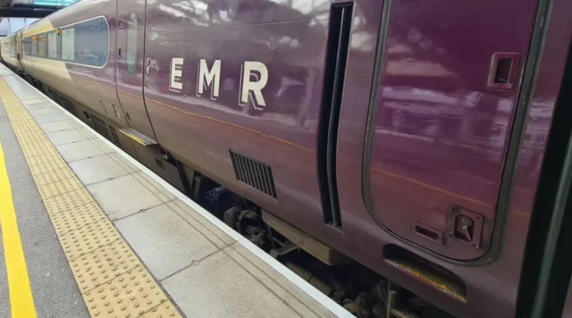 East Midlands Railway train sat at Nottingham station