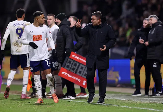 Paul Heckingbottom gives instructions during a substitution