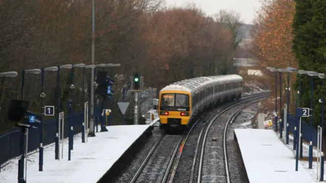 A snowy train