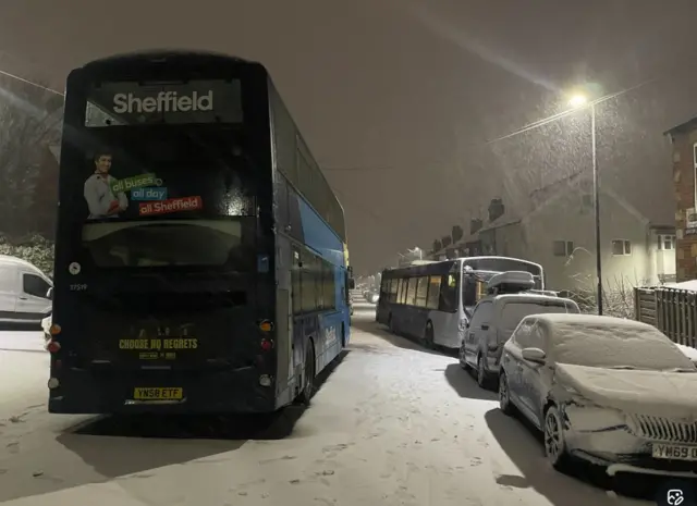 Buses stuck in snow
