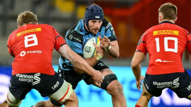 Alun Lawrence carries the ball for Cardiff against Munster