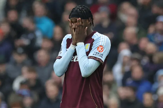 Tammy Abraham reacts to an ongoing VAR (Video Assistant Referee) review