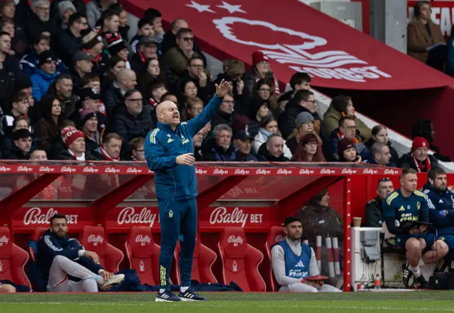 Nottingham Forest's manager Sean Dyche gestures